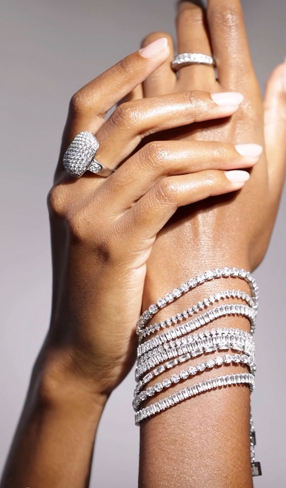 ZAG Bijoux Tennisarmbänder Edelstahl Silber Filigran Facettierte Zirkoniasteine Layering-Look Model 2