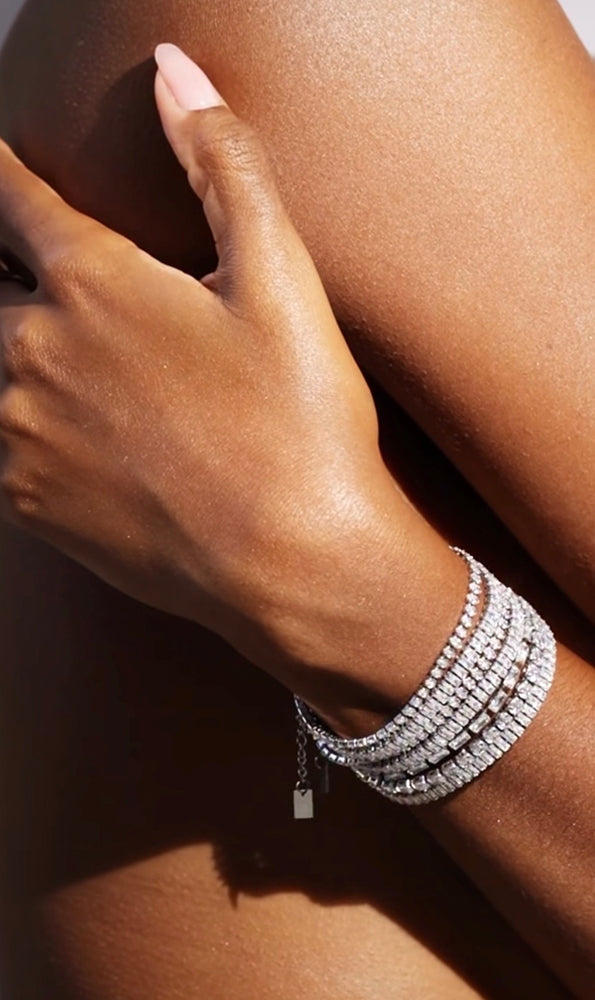 ZAG Bijoux Tennisarmbänder Edelstahl Silber Filigran Facettierte Zirkoniasteine Layering-Look