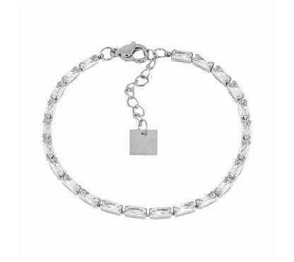 ZAG Bijoux Tennisarmband Alma Edelstahl Silber Filigran Rechteckige Facettierte Zirkoniasteine Karabinerverschluss