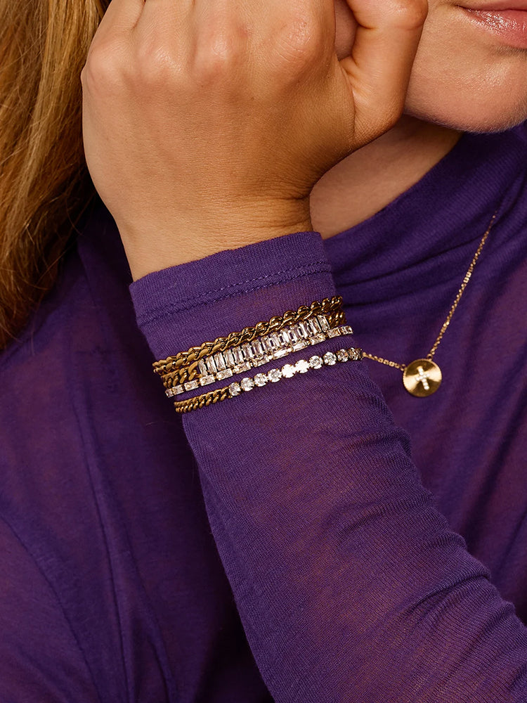 ZAG Bijoux Tennisarmband Alma Edelstahl Gold Plattiert Filigran Rechteckige Facettierte Zirkoniasteine Model