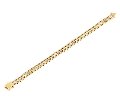 ZAG Bijoux Tennisarmband Excellence Edelstahl Gold Plattiert Dreireihig Runde Facettierte Zirkoniasteine Seitliche Ketteneinfassung Steckverschluss