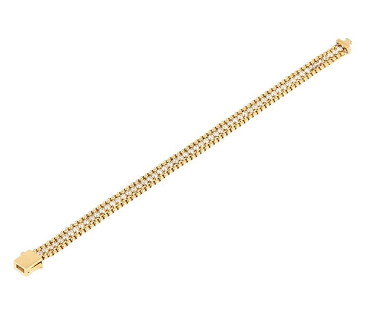 ZAG Bijoux Tennisarmband Excellence Edelstahl Gold Plattiert Dreireihig Runde Facettierte Zirkoniasteine Seitliche Ketteneinfassung Steckverschluss