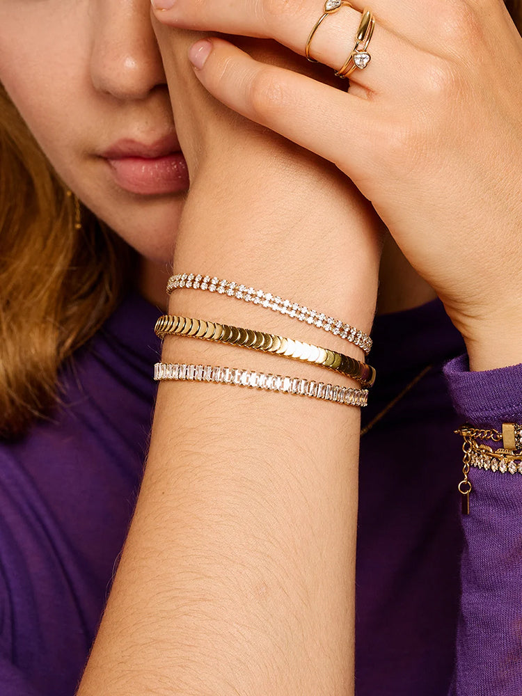 ZAG Bijoux Tennisarmband Favorite Edelstahl Gold Plattiert Zweireihig Runde Facettierte Zirkoniasteine Steckverschluss Model