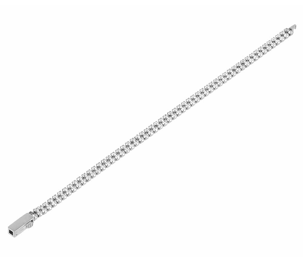 ZAG Bijoux Tennisarmband Favorite Edelstahl Silber Zweireihig Runde Facettierte Zirkoniasteine Steckverschluss