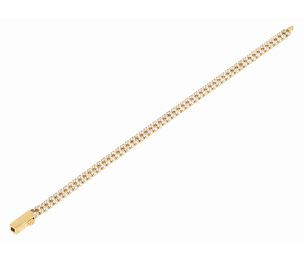 ZAG Bijoux Tennisarmband Favorite Edelstahl Gold Plattiert Zweireihig Runde Facettierte Zirkoniasteine Steckverschluss