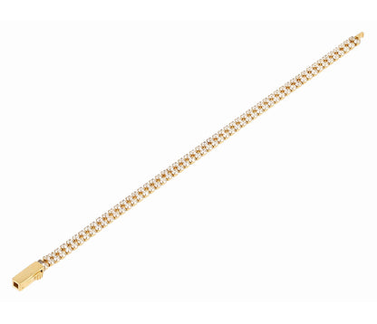 ZAG Bijoux Tennisarmband Favorite Edelstahl Gold Plattiert Zweireihig Runde Facettierte Zirkoniasteine Steckverschluss