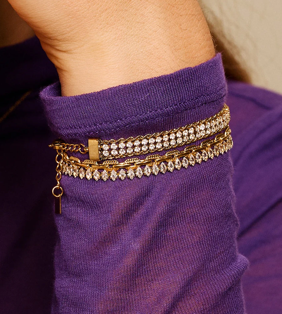 ZAG Bijoux Tennisarmband Marquisa Edelstahl Gold Plattiert Filigran Ovale Facettierte Zirkoniasteine Model