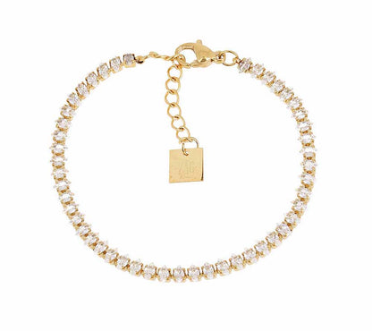 ZAG Bijoux Tennisarmband Marquisa Edelstahl Gold Plattiert Filigran Ovale Facettierte Zirkoniasteine Karabinerverschluss
