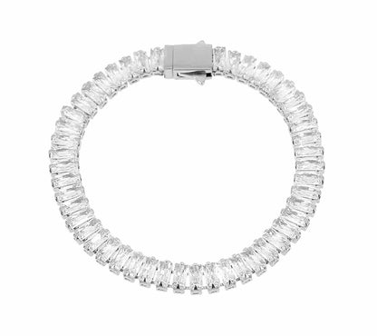 ZAG Bijoux Tennisarmband Signature Edelstahl Silber Rechteckige Facettierte Zirkoniasteine Steckverschluss