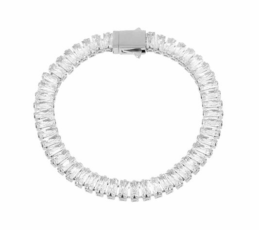 ZAG Bijoux Tennisarmband Signature Edelstahl Silber Rechteckige Facettierte Zirkoniasteine Steckverschluss
