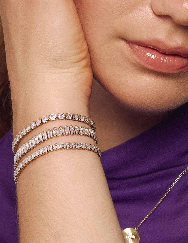 ZAG Bijoux Tennisarmband Signature Edelstahl Gold Plattiert Rechteckige Facettierte Zirkoniasteine Model