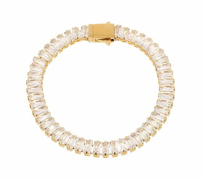 ZAG Bijoux Tennisarmband Signature Edelstahl Gold Plattiert Rechteckige Facettierte Zirkoniasteine Steckverschluss