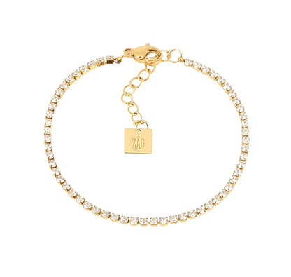 ZAG Bijoux Tennisarmband Talya Edelstahl Gold Plattiert Filigran Runde Facettierte Zirkoniasteine Karabinerverschluss