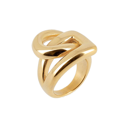 ZAG Bijoux Breiter Ring Knoten-Design Edelstahl Gold Plattiert