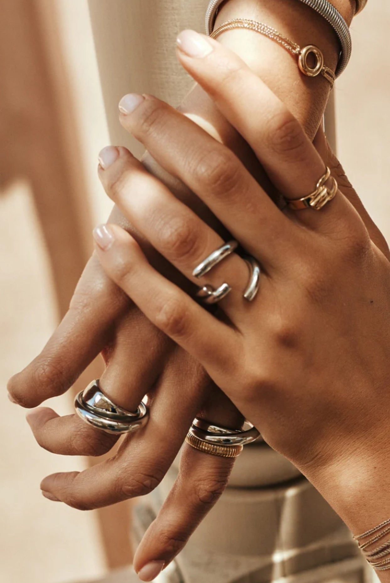 ZAG Bijoux Trendringe Edelstahl Silber Stacking-Look