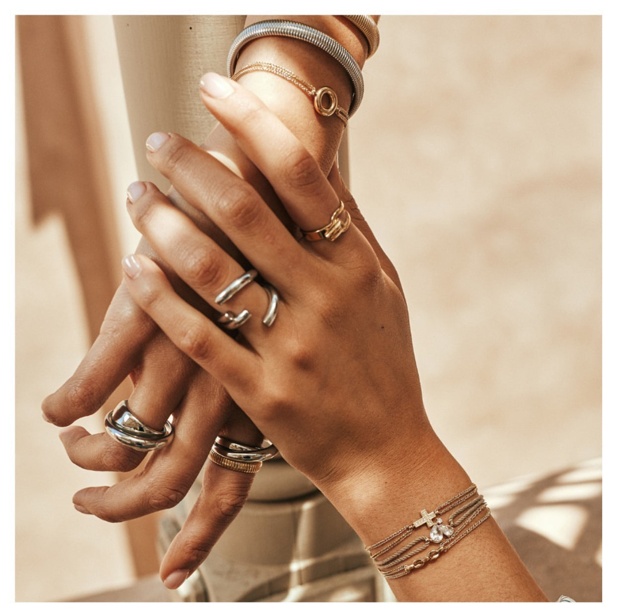ZAG Bijoux Trendringe Edelstahl Silber Vergoldet Stacking-Look