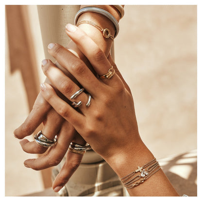 ZAG Bijoux Trendringe Edelstahl Silber Vergoldet Stacking-Look