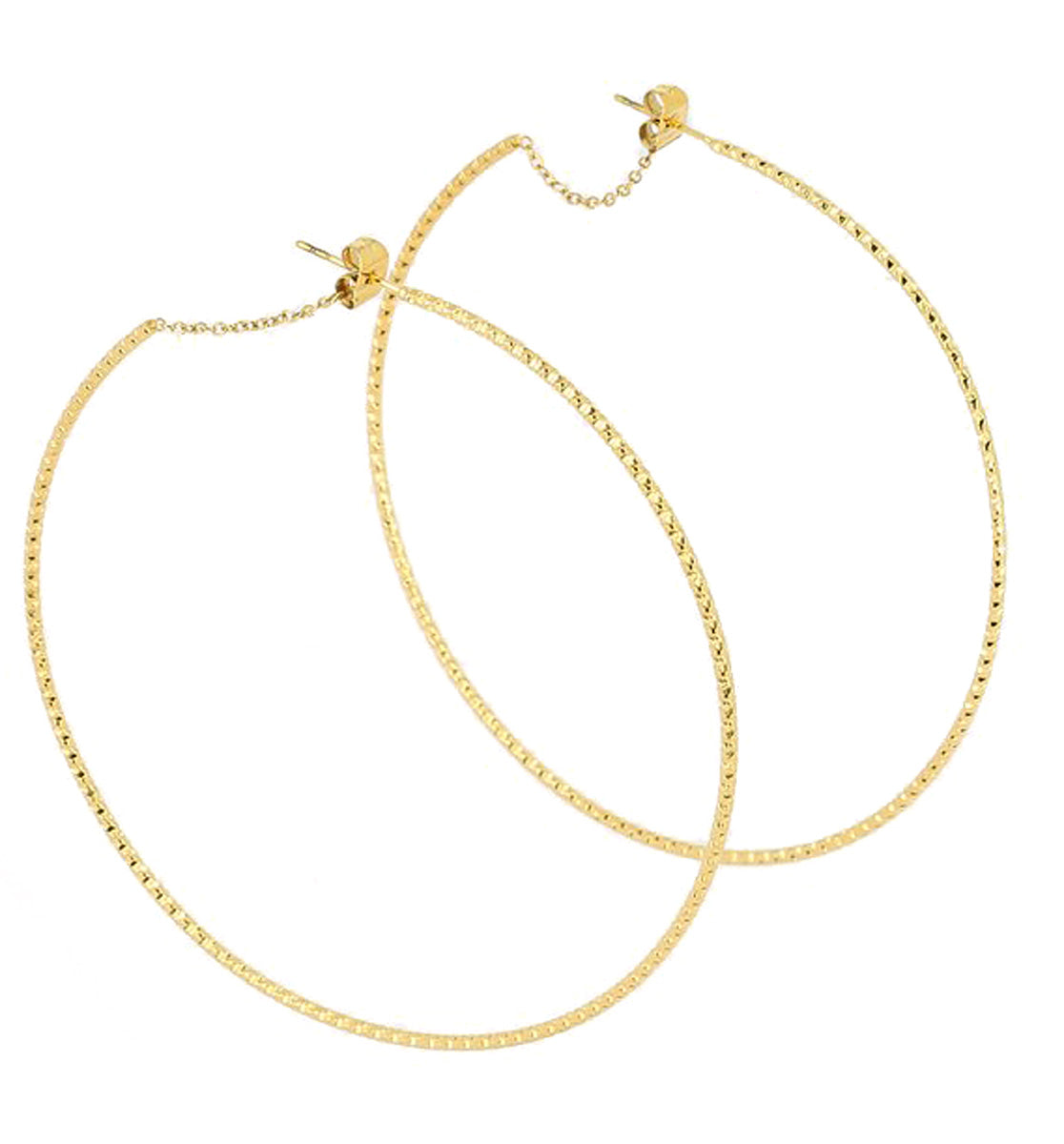 ZAG Bijoux XL Creolen Dünn Diamantierte Struktur Edelstaghl Vergoldet