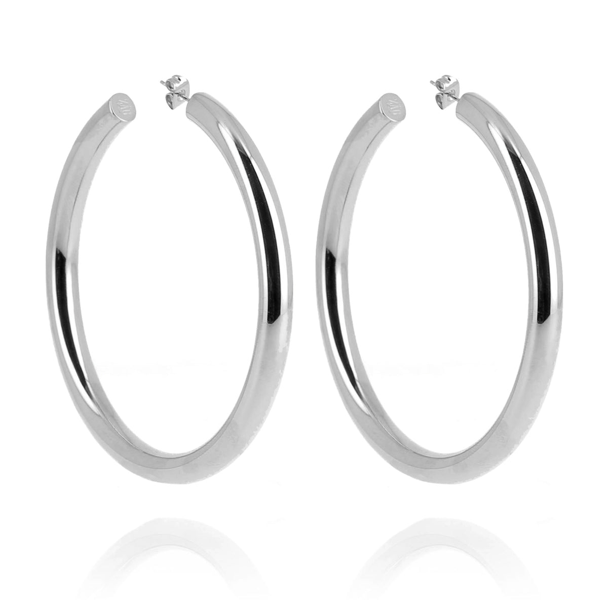 Zag Bijoux XL Creolen Rund Leicht 7 cm Groß 6 mm Breit Edelstahl Silber