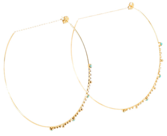 ZAG Bijoux XXL Creolen Boho Türkis Zirkonia Edelstahl Gold Plattiert