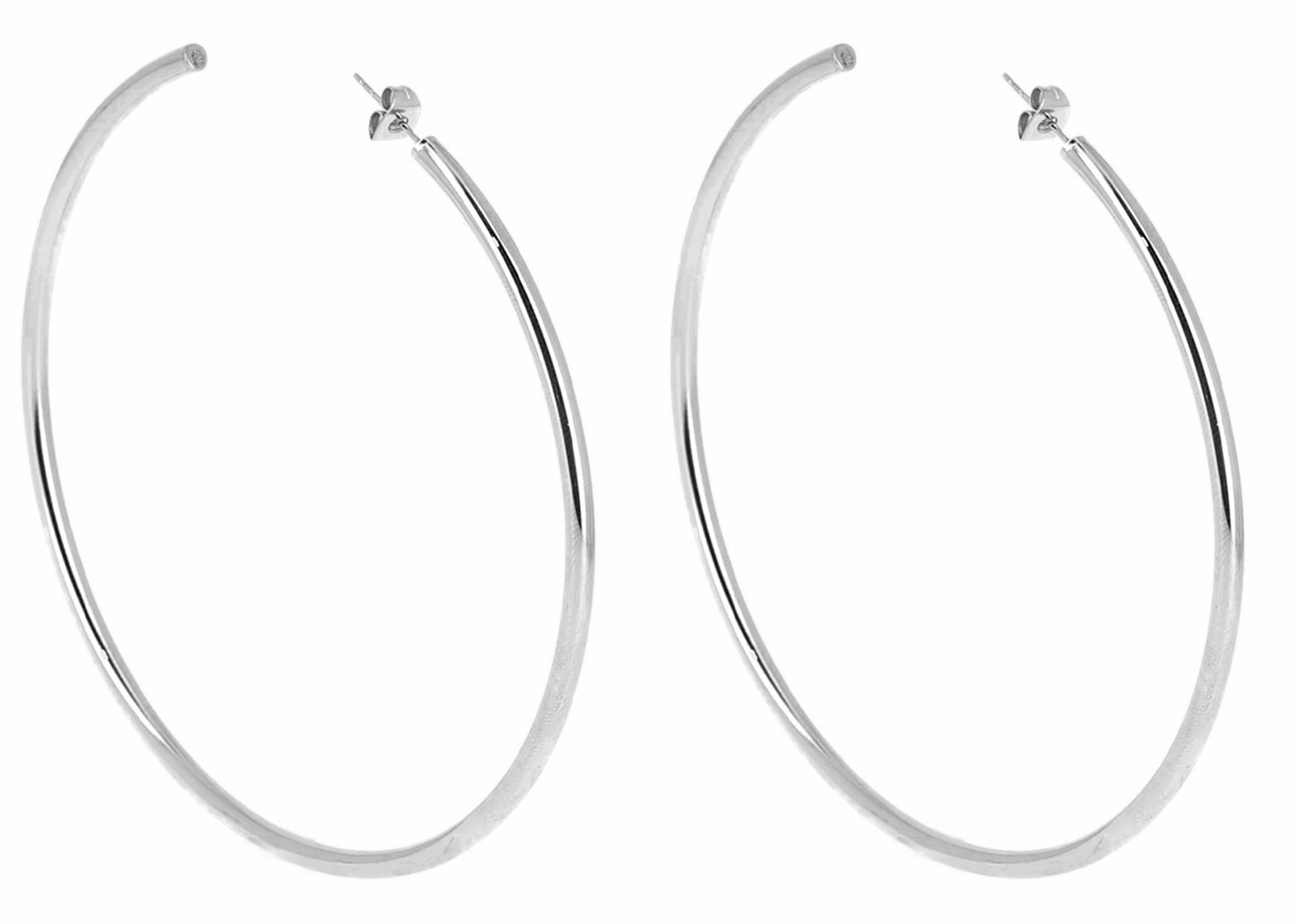 ZAG Bijoux XXL Creolen Rund 8 cm Groß Edelstahl Silber