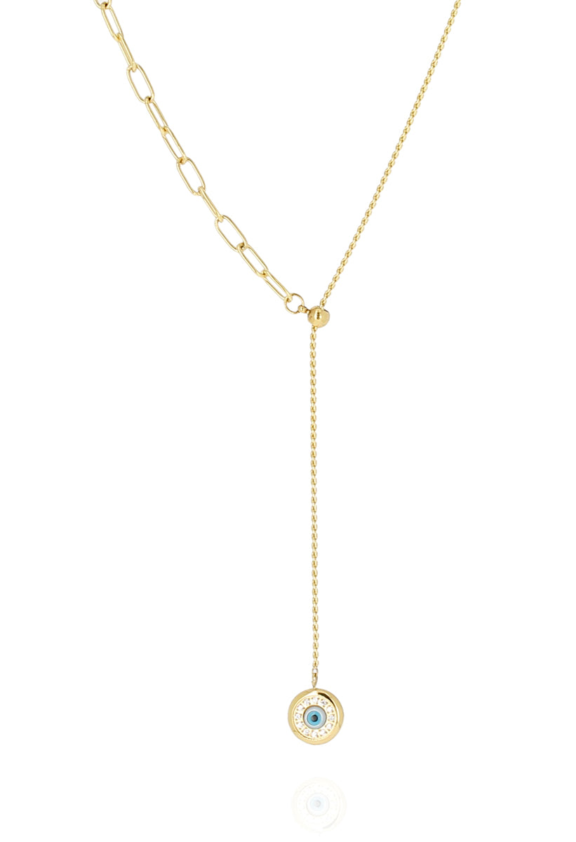 ZAG Bijoux Y-Kette Nazar Eye Verschiedene Elemente Edelstahl Gold Plattiert