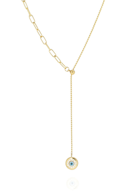 ZAG Bijoux Y-Kette Nazar Eye Verschiedene Elemente Edelstahl Gold Plattiert