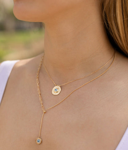 ZAG Bijoux Y-Kette Nazar Eye Verschiedene Elemente Edelstahl Gold Plattiert Model