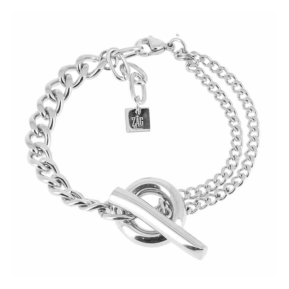 ZAG Bijoux Panzerarmband Zweireihig Hevea T-Bar Verschluss Edelstahl Silber