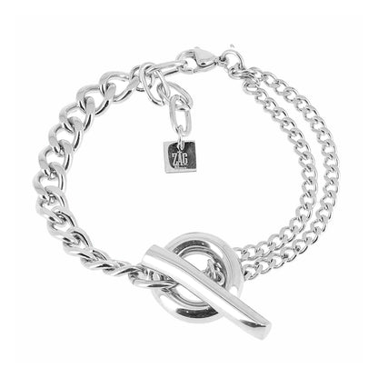 ZAG Bijoux Panzerarmband Zweireihig Hevea T-Bar Verschluss Edelstahl Silber